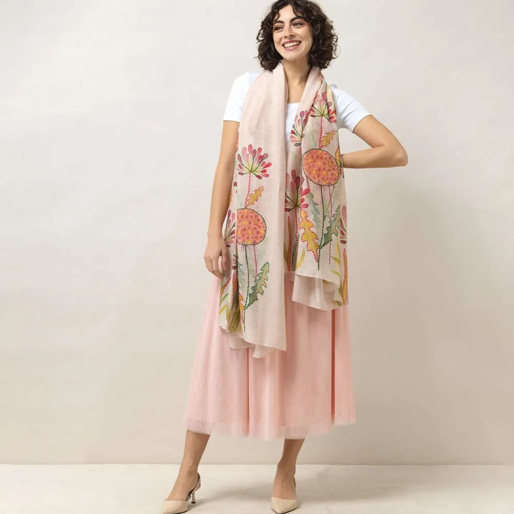 Pop Flowers Pink Scarf- Scarves & Wraps