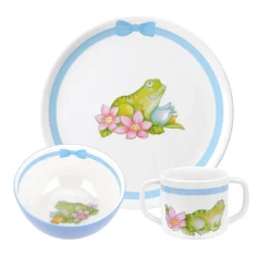 Portmeirion Botanic Garden Terrace Frog Melamine 3 Piece Set- Children's Tabletop