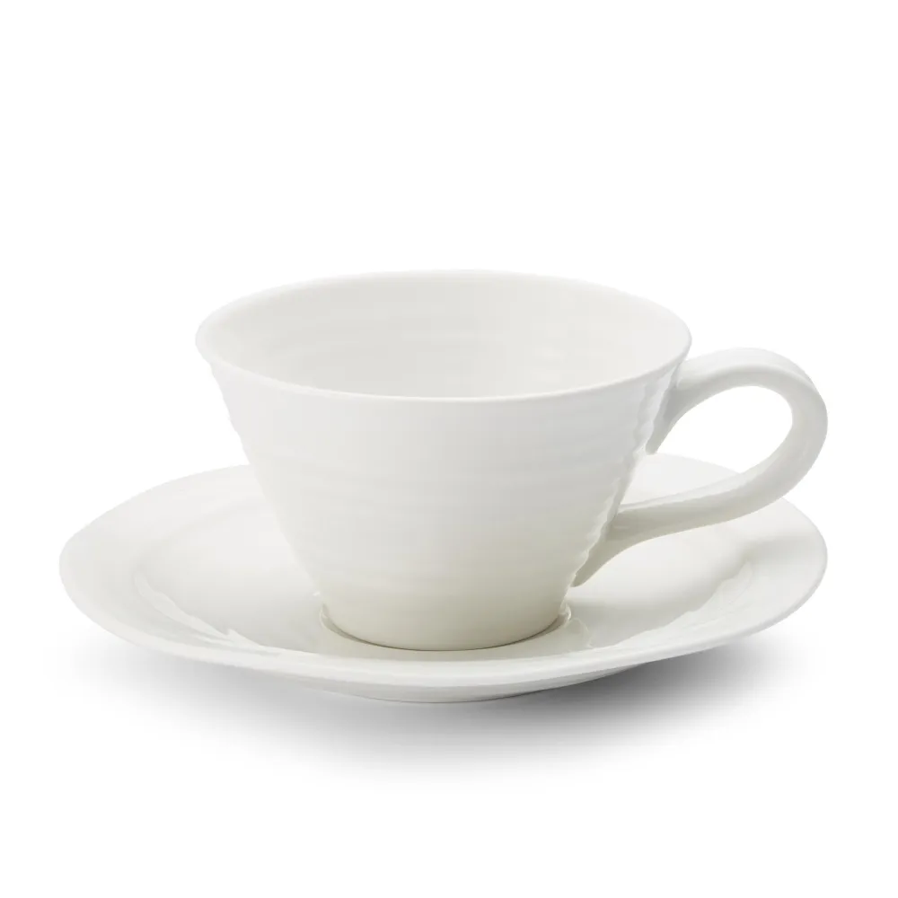 Portmeirion Sophie Conran White Teacup & Saucer- Teacups & Saucers