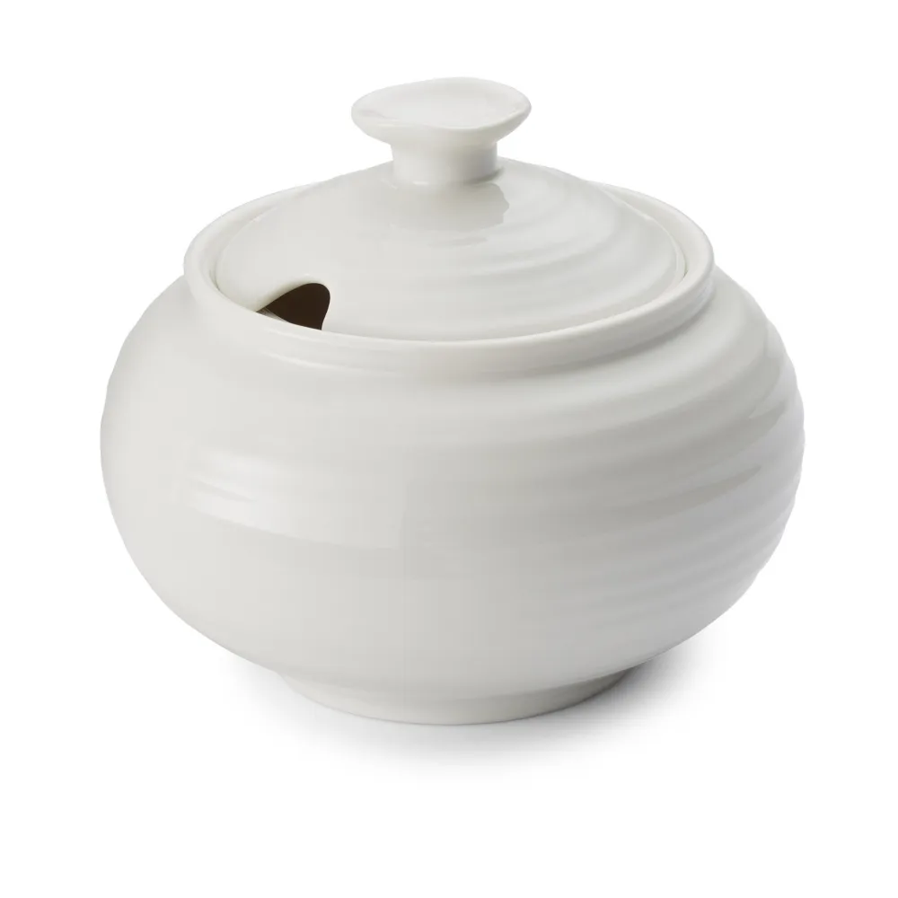 Portmeirion Sophie Conran White Covered Sugar Bowl- Creamers & Sugar Bowls