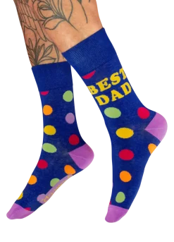 Powder UK Best Dad Polka Dot Navy Blue Socks- Socks