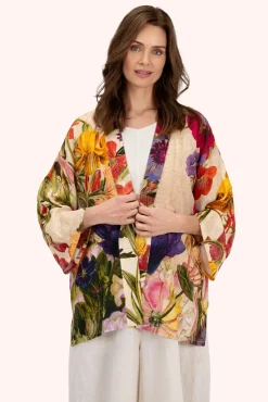 Powder UK Cream Posy Mid-Length Kimono- Robes, Nightgowns & Dresses
