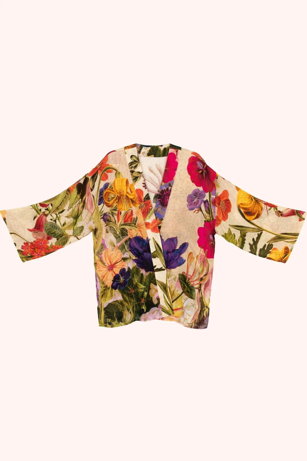 Powder UK Cream Posy Mid-Length Kimono- Robes, Nightgowns & Dresses