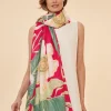 Powder UK Delicate Tropical Dark Rose Print Scarf- Scarves & Wraps
