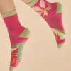 Powder UK Delicate Tropical Women's Ankle Socks (Dark Rose)- Socks