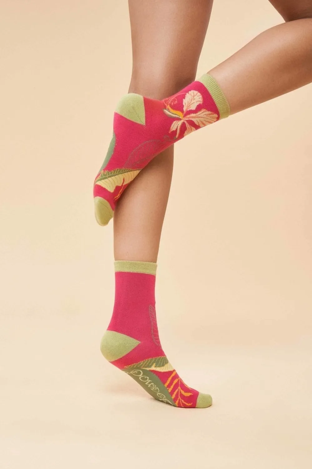 Powder UK Delicate Tropical Women's Ankle Socks (Dark Rose)- Socks