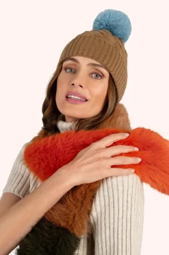 Powder UK Elsa 3-tone Scarf (Tangerine, Mocca, Olive)- Scarves & Wraps