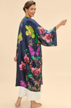 Powder UK Floral Evening Kimono Gown (Ink)- Robes, Nightgowns & Dresses
