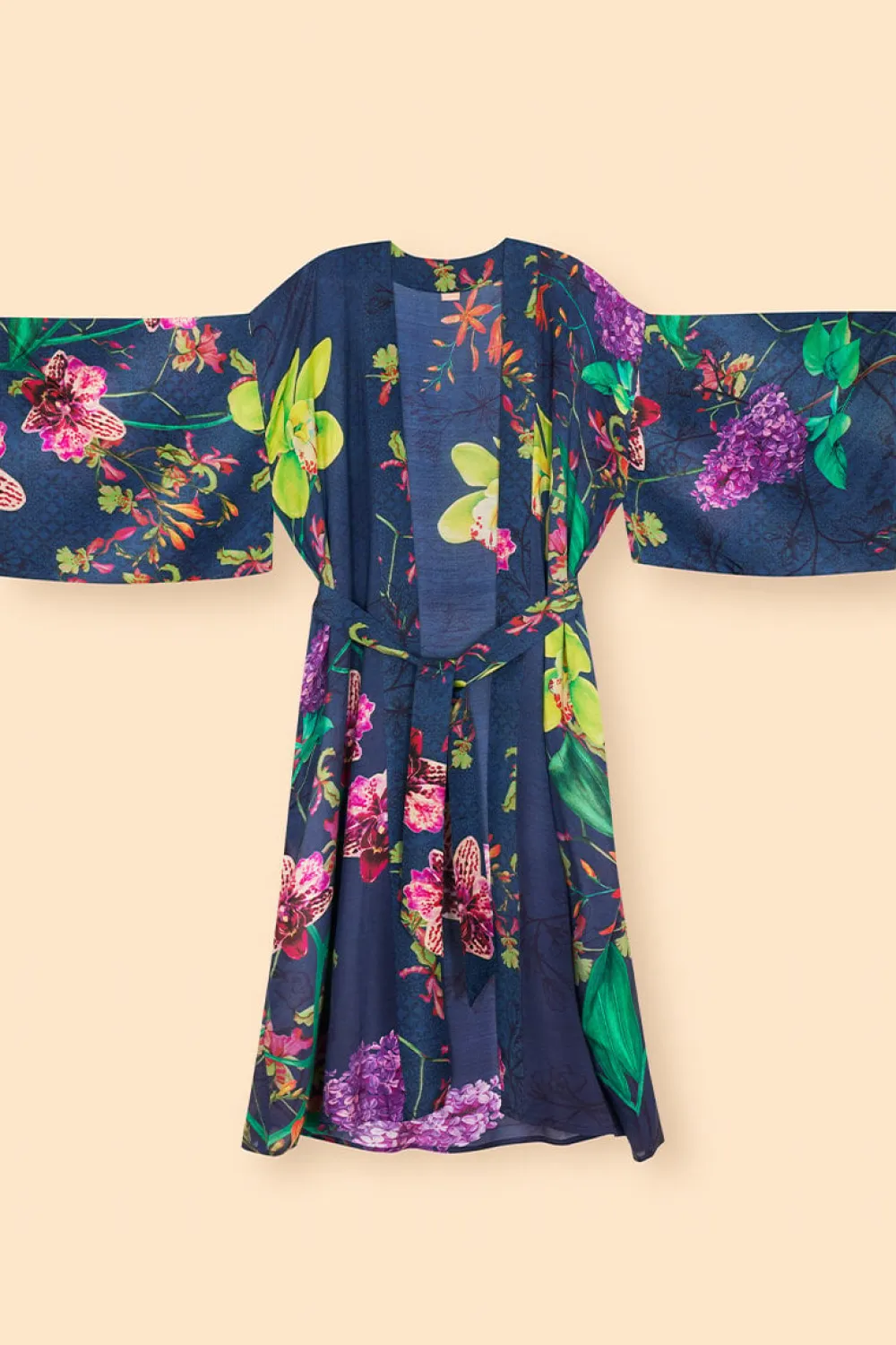 Powder UK Floral Evening Kimono Gown (Ink)- Robes, Nightgowns & Dresses