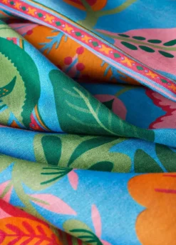 Powder UK Folky Floral Cornflower Blue Scarf- Scarves & Wraps