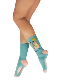 Powder UK Hedgehog Sharing Love Aqua Ankle Sock- Socks
