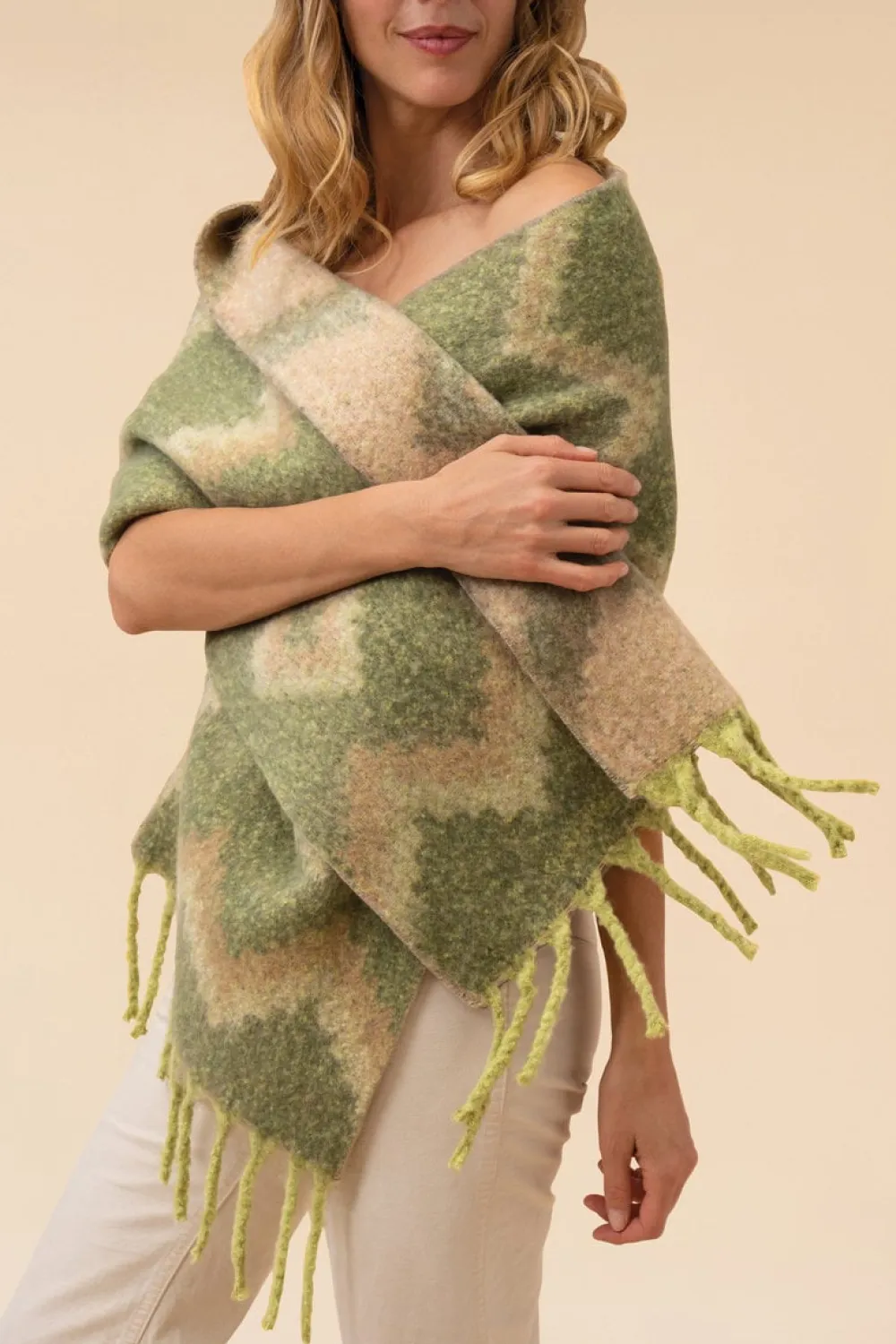 Powder UK Melia Cosy Scarf (Olive)- Scarves & Wraps