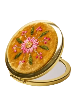 Powder UK Mustard Flower Yellow Embroidered Mirror- Bath Accessories