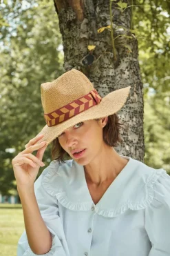 Powder UK Natasha Hat Chevron Band (Teracotta)- Hats
