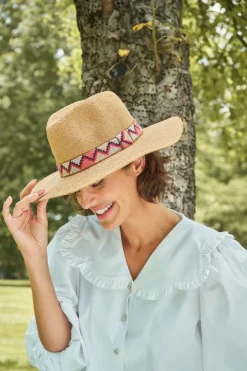 Powder UK Natasha Hat Coral with Zig Zag Band- Hats