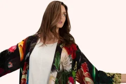 Powder UK Opulant Florals, Chocolate Mid-Length Kimono- Robes, Nightgowns & Dresses