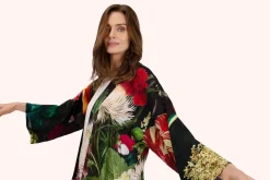 Powder UK Opulant Florals, Chocolate Mid-Length Kimono- Robes, Nightgowns & Dresses