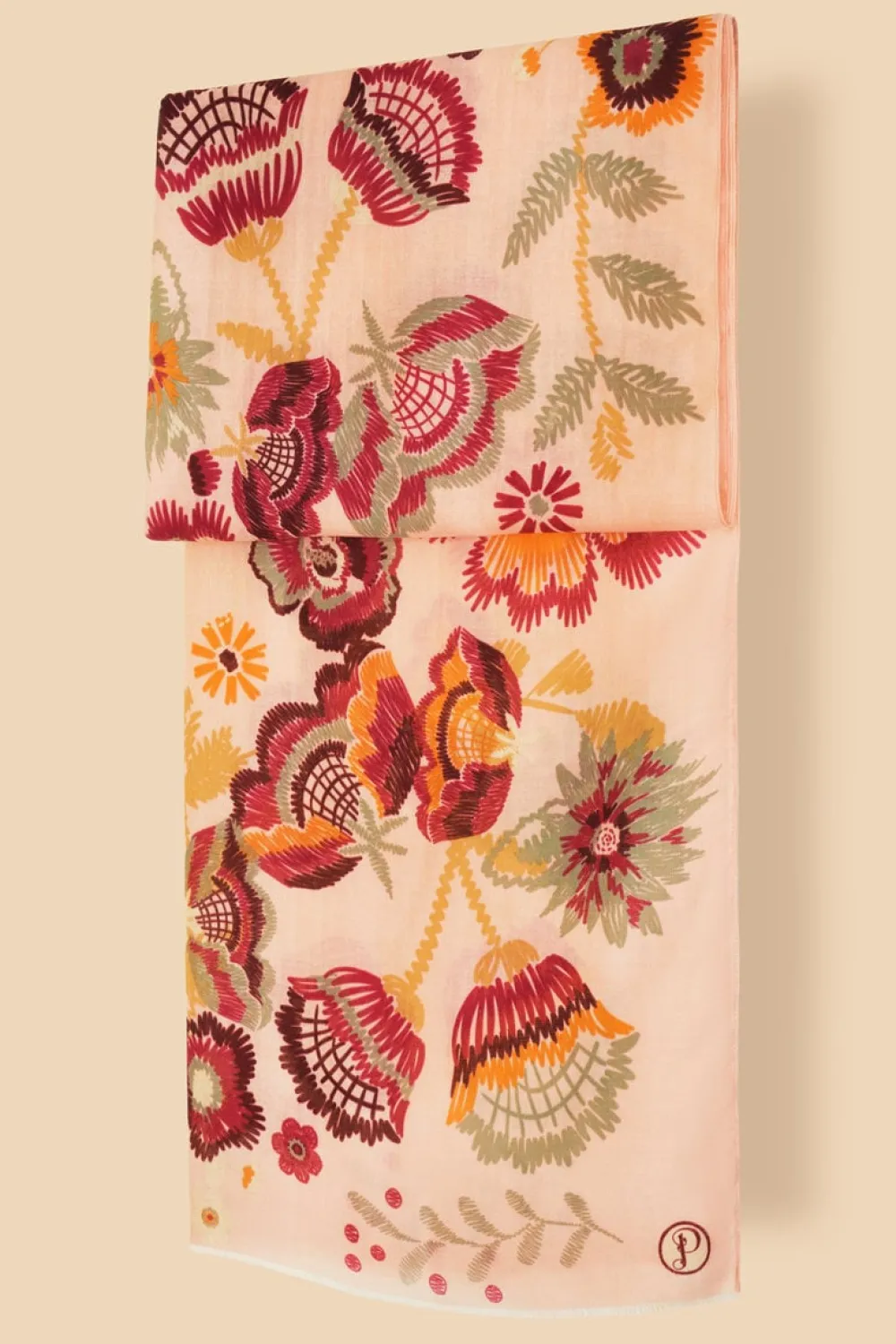 Powder UK Printed Floral Symmetry Scarf (Pink)- Scarves & Wraps