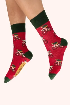 Powder UK Racing Bikes Tomato Men's Socks- Socks
