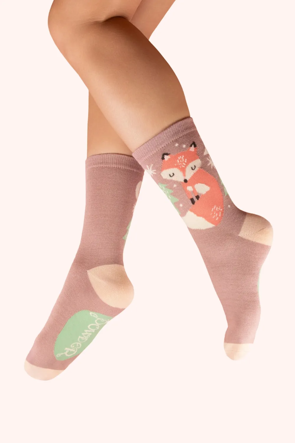 Powder UK Scandi Fox Mocca Women's Ankle Socks- Socks