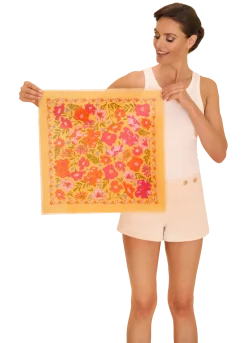Powder UK Sketched Florals Mustard Cotton Bandana- Handkerchiefs|Scarves & Wraps