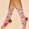 Powder UK Tiny Toadstools Ankle Socks (Rose)- Socks