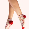Powder UK Wild Flowers Cream Women's Trainer Socks- Socks