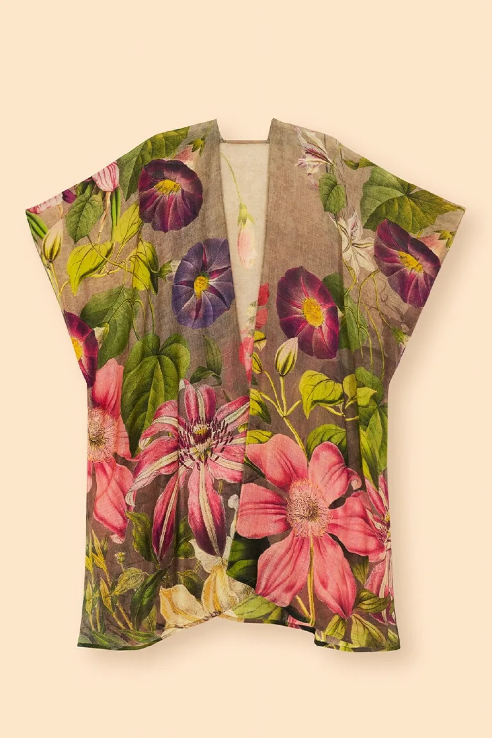 Powder UK Wool Wraparound Oversized Botanicals (Slate)- Scarves & Wraps