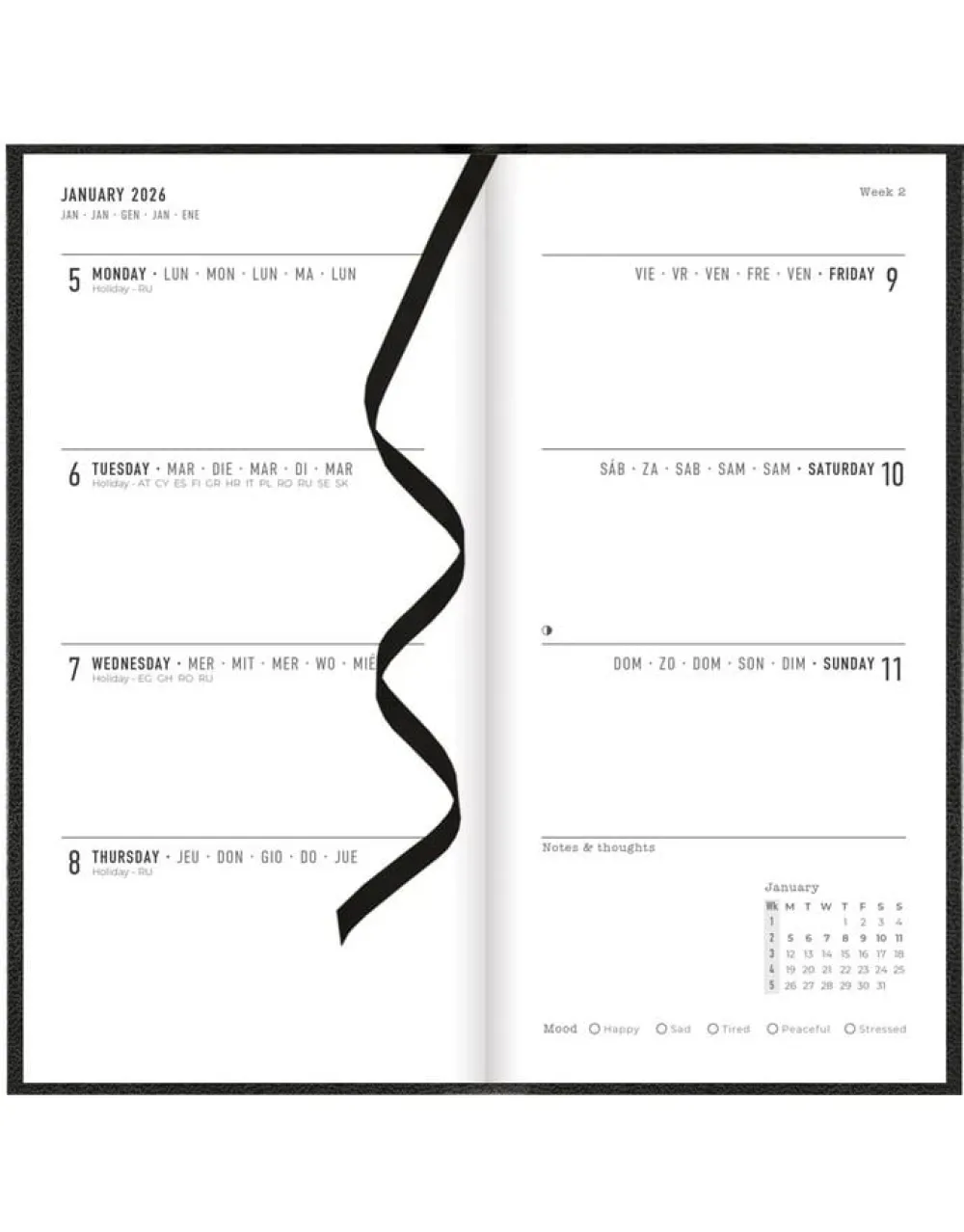 Principal Compact Week to View Planner 2026, Black- Journals & Other Stationery