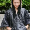 Puffer Rain Jacket (Black & Plaid)- Rainwear & Umbrellas