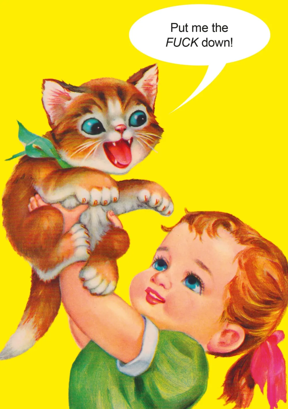 Put Me Down Cat Greeting Card- Greeting Cards