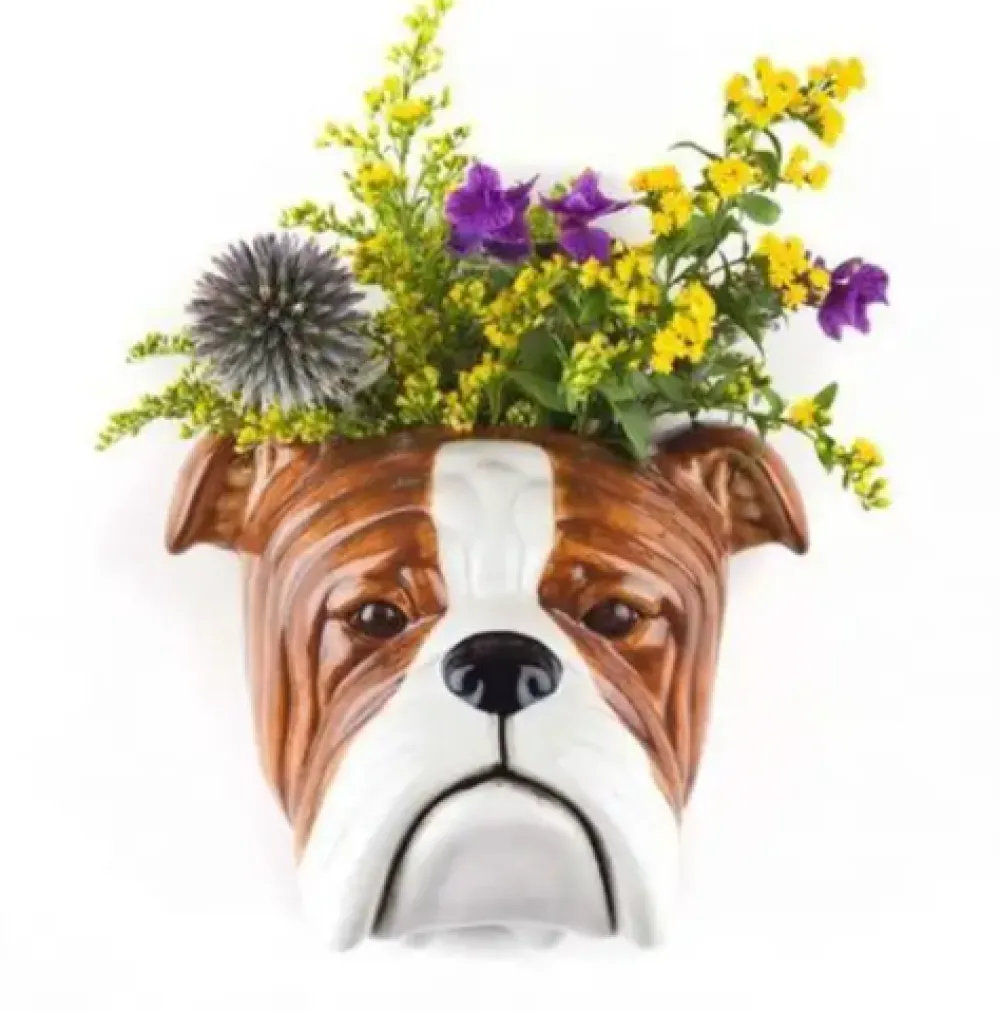 Quail Ceramics English Bulldog Wall Vase- Vases|Wall Decor