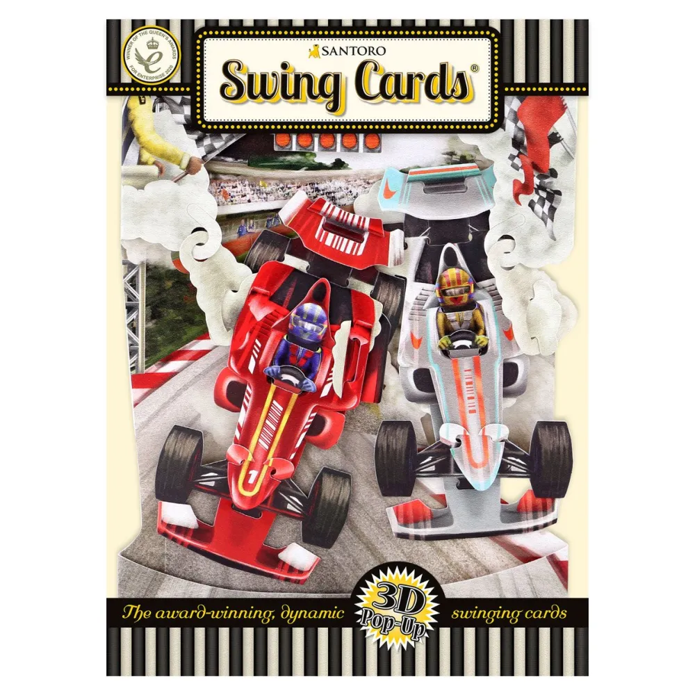 Racing Cars Swing Card- Greeting Cards