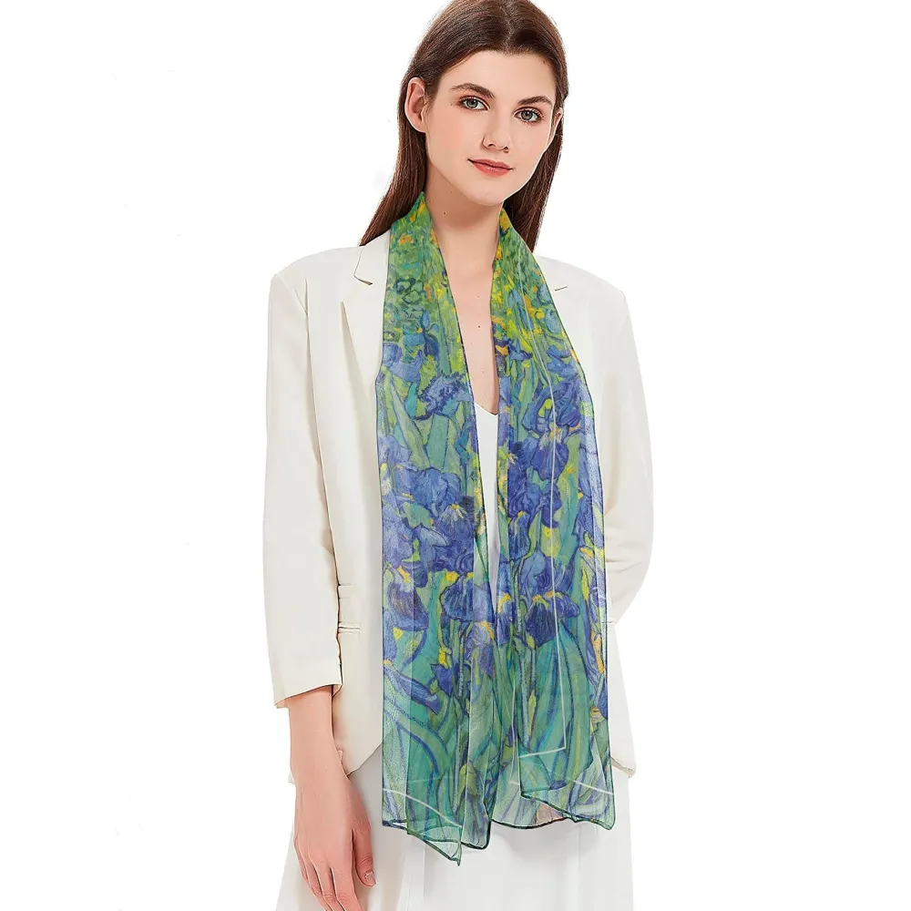 RainCaper Vincent van Gogh "Irises" Sheer Scarf- Scarves & Wraps