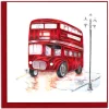 Red Double-Decker Bus Quilled Greeting Card- Greeting Cards