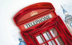 Red Telephone Booth Quilled Greeting Card- Greeting Cards