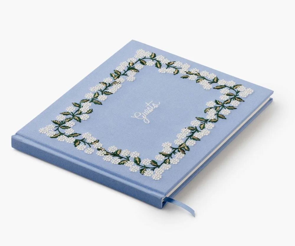 Rifle Paper Co. Hydrangea Embroidered Fabric Guest Book- Journals & Other Stationery