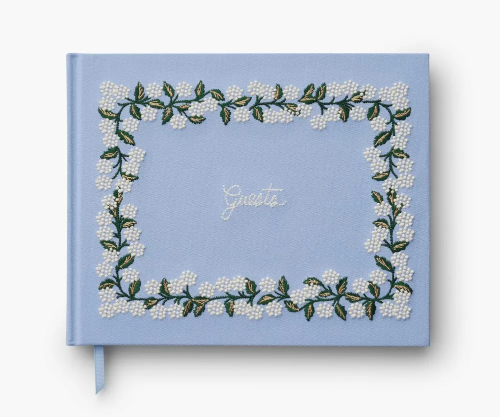 Rifle Paper Co. Hydrangea Embroidered Fabric Guest Book- Journals & Other Stationery