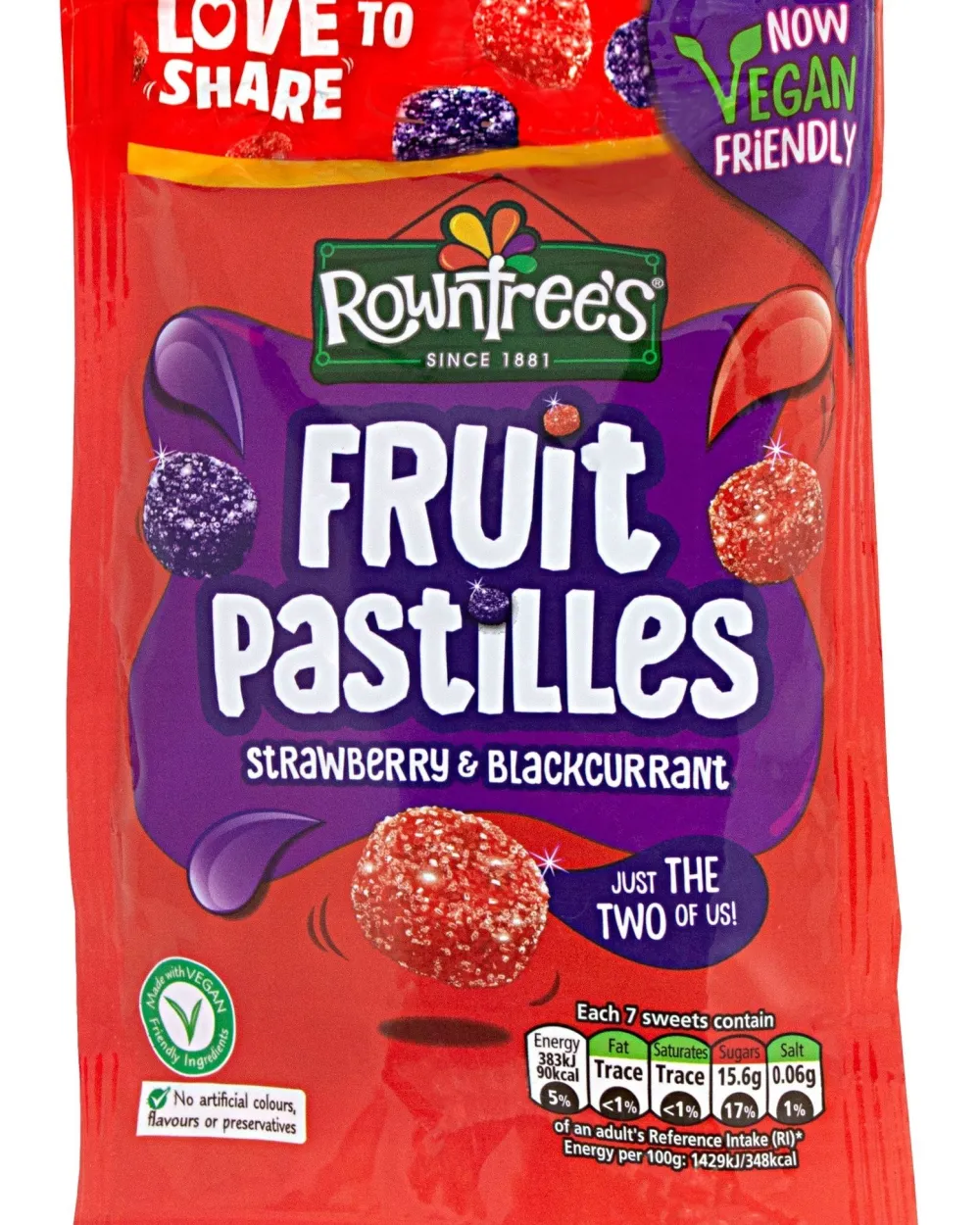 Rowntree's Fruit Pastilles Strawberry & Blackcurrant Sharing Pouch- Sweets