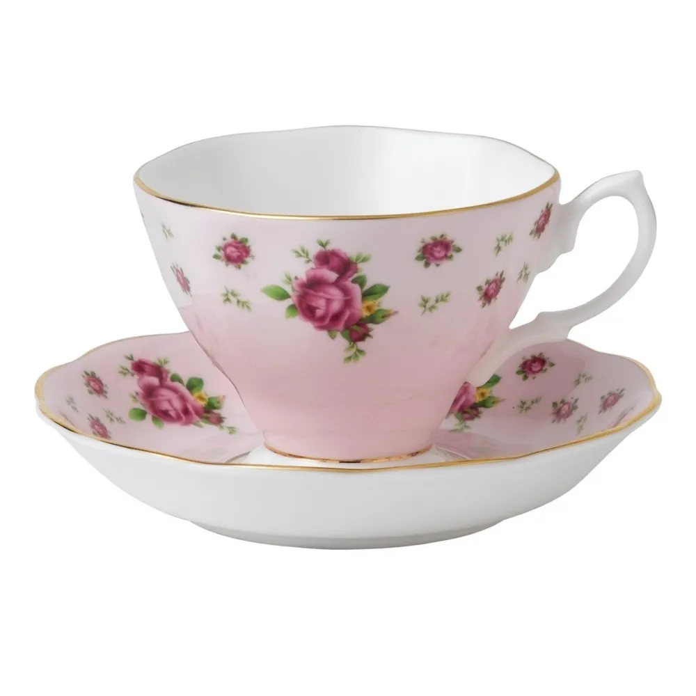 Royal Albert New Country Roses Pink Teacup & Saucer- Teacups & Saucers