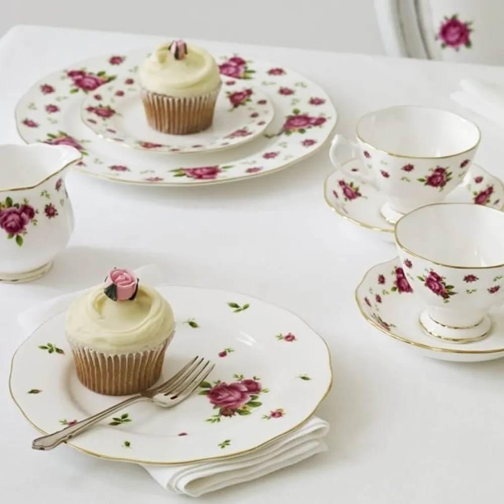 Royal Albert New Country Roses White Teacup & Saucer- Teacups & Saucers
