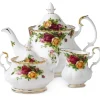 Royal Albert Old Country Roses Teapot, Cream & Sugar Set- Creamers & Sugar Bowls|Teapots