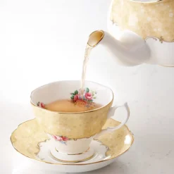 Royal Albert 100 Years of 1990 Bouquet Teapot, Cream & Sugar Set- Tea Sets|Teapots