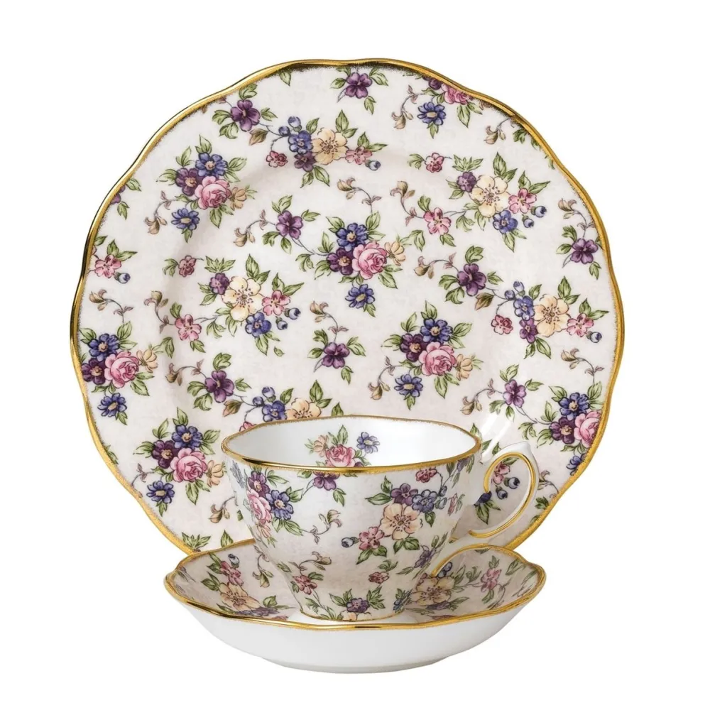 Royal Albert 100 Years of 1940 English Chintz Teacup, Saucer & Plate- Tea Plates|Teacups & Saucers