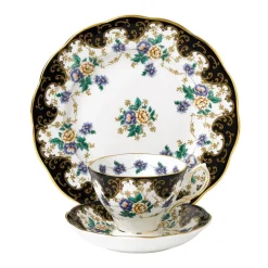 Royal Albert 100 Years of 1990 Bouquet Teacup, Saucer & Plate Set- Tea Plates|Tea Sets