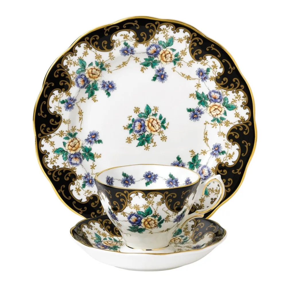 Royal Albert 100 Years of 1990 Bouquet Teacup, Saucer & Plate Set- Tea Plates|Tea Sets