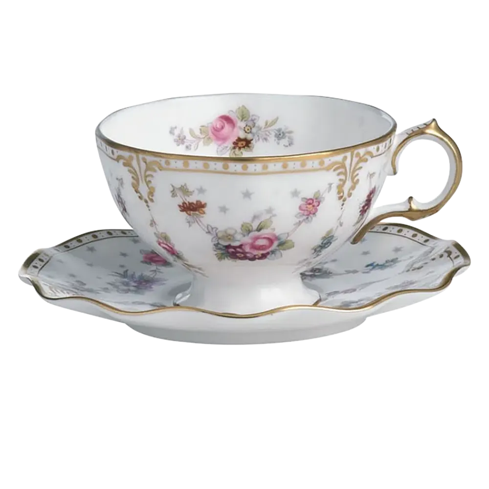 Royal Crown Derby Royal Antoinette Teacup & Saucer- Royal Crown Derby China|Teacups & Saucers