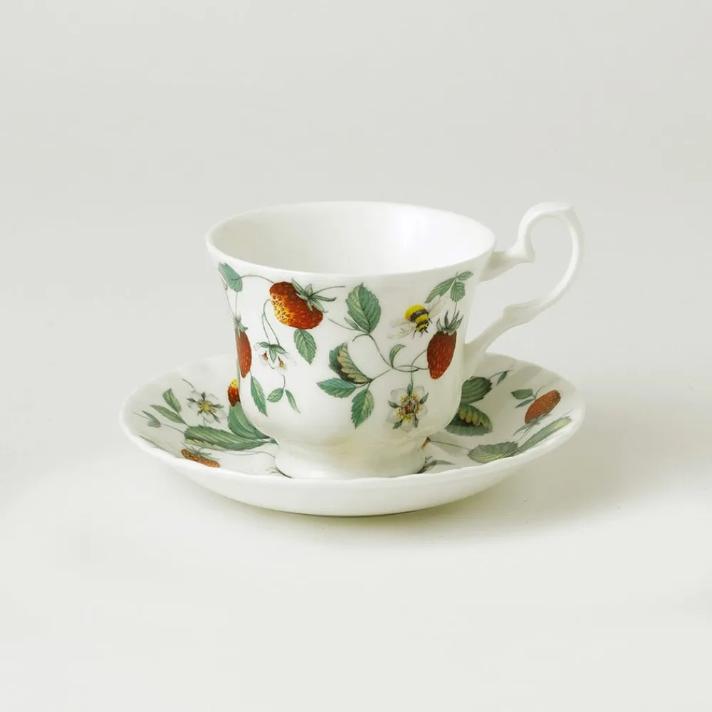 Roy Kirkham Alpine Strawberry Teacup & Saucer- Teacups & Saucers