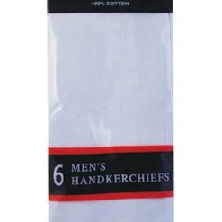 Samuel Lamont Men's 6 White Satin Border Handkerchiefs- Handkerchiefs