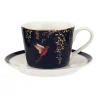 Sara Miller London Sara Miller Chelsea Collection Navy Birds Teacup & Saucer- Teacups & Saucers